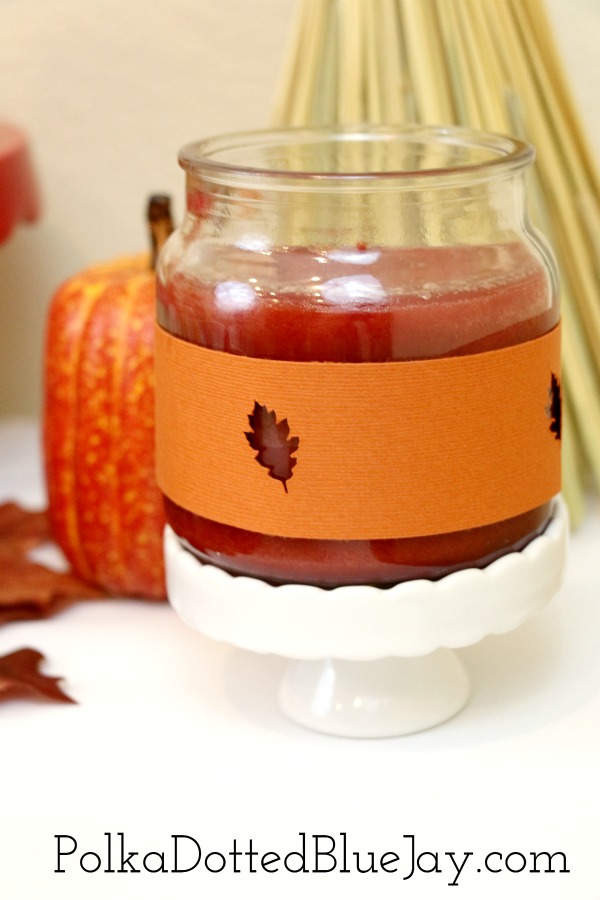 DIY-Fall-Candle-Wrapper - Polka Dotted Blue Jay