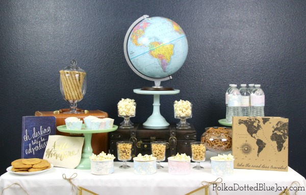 A beautiful Travel Themed Party & Tablescape is perfect for a going away party or a retirement party. #WhatInconvenience #CollectiveBias #ad