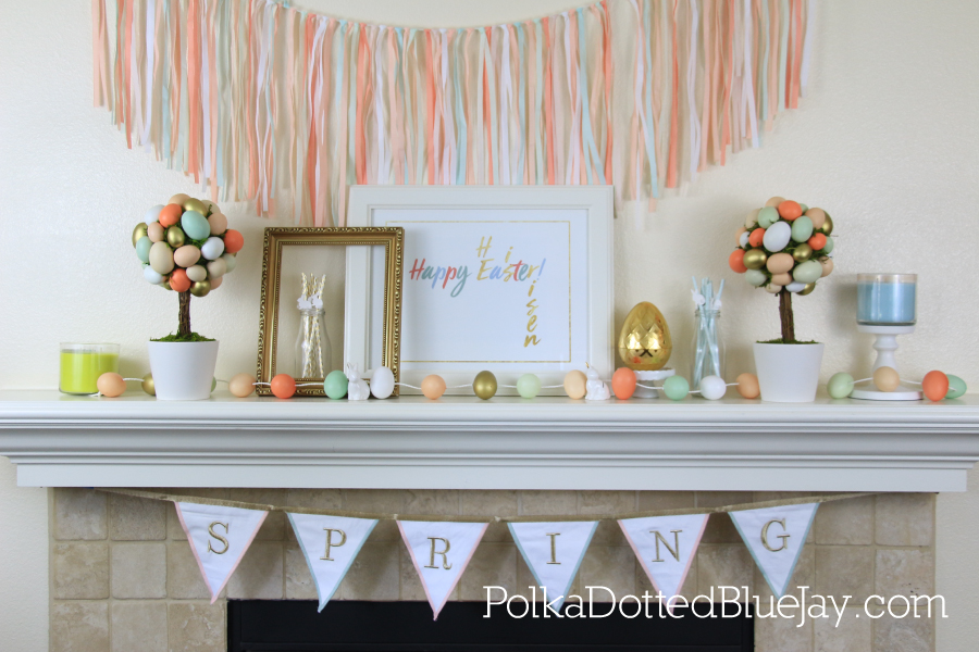 Setting up a pretty pastel Easter Mantle is easy with supplies from Target and an Etsy printable. Click through to see all the details.
