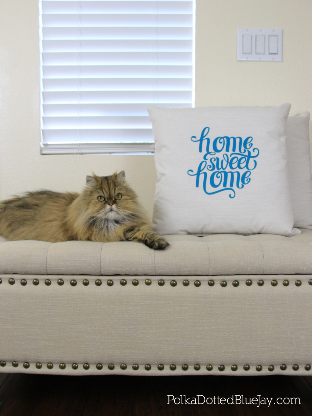 Create an easy iron-on vinyl project for your Home Sweet Home Pillow/ #WorryFreeMessFree #ad #CollectiveBIas
