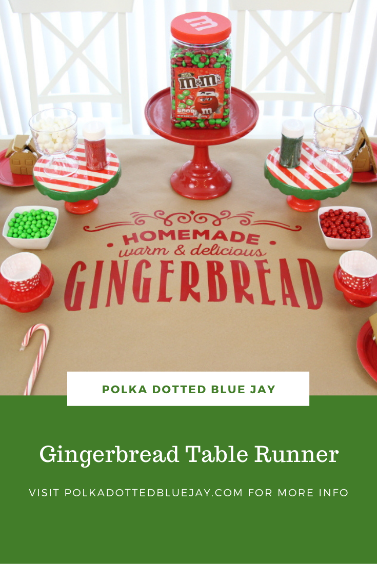 Click here to see an easy tutorial for turning plain brown kraft paper into a fun Gingerbread Table Runner - perfect for holiday gingerbread decorating!