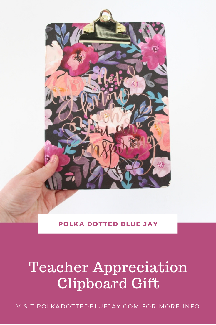 Download Teacher Appreciation Gift Clipboard Polka Dotted Blue Jay