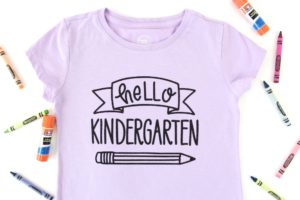 Be sure to celebrate the first day of school with this DIY Hello Kindergarten T-shirt. Visit Polka Dotted Blue Jay for all the details about how to make a t-shirt with glitter heat transfer vinyl in under 15 minutes!