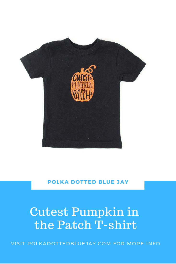 Make a "Cutest Pumpkin in the Patch" t-shirt for your kiddo with a plain t-shirt and glitter heat transfer vinyl in less than 10 minutes with this easy DIY.