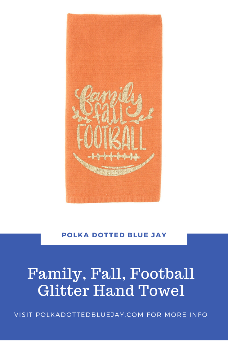 Family, Fall, Football Glitter Hand Towel - Polka Dotted Blue Jay