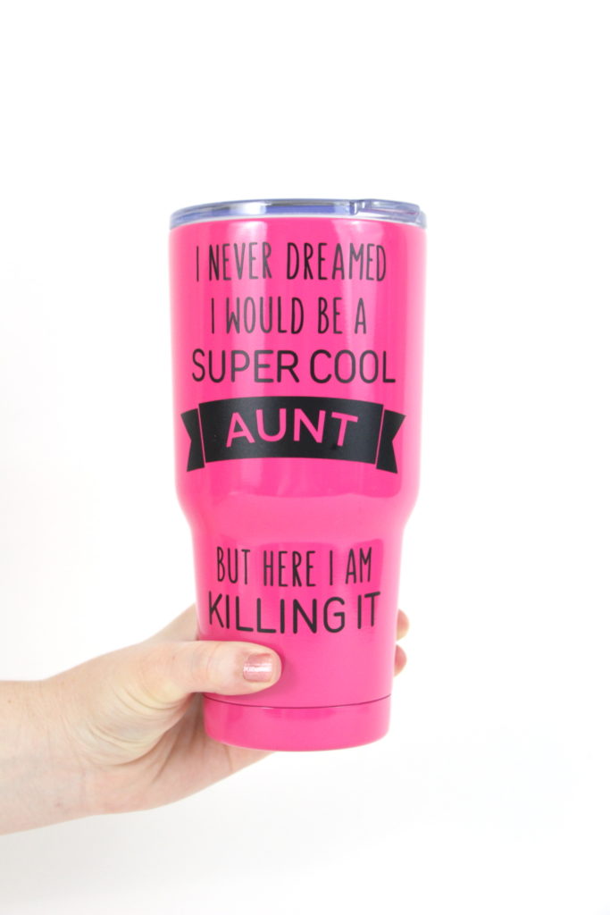 Step-by-step tutorial for making a DIY Cool Aunt Coffee Tumbler and how to fix a cut file when you don’t measure correctly. Click here to see more from Polka Dotted Blue Jay.