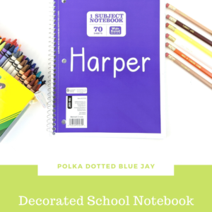 Cheer up the student in your life and make distance learning a little more fun with a DIY Decorated School Notebook. Click here to see the easy tutorial from Polka Dotted Blue Jay.