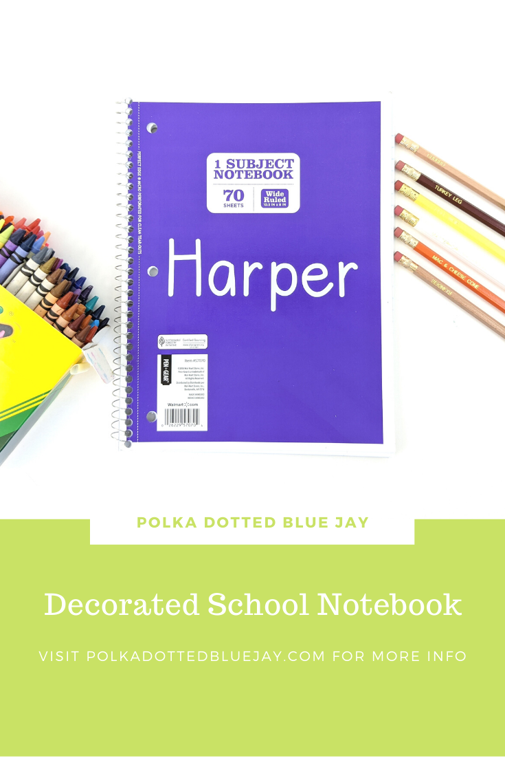 Decorated School Notebook - Polka Dotted Blue Jay