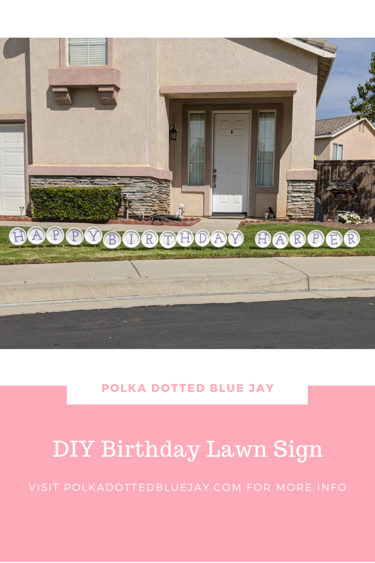 Make a DIY Birthday Lawn Sign with paper plates and cardstock letters. Click here to see the step-by-step tutorial.