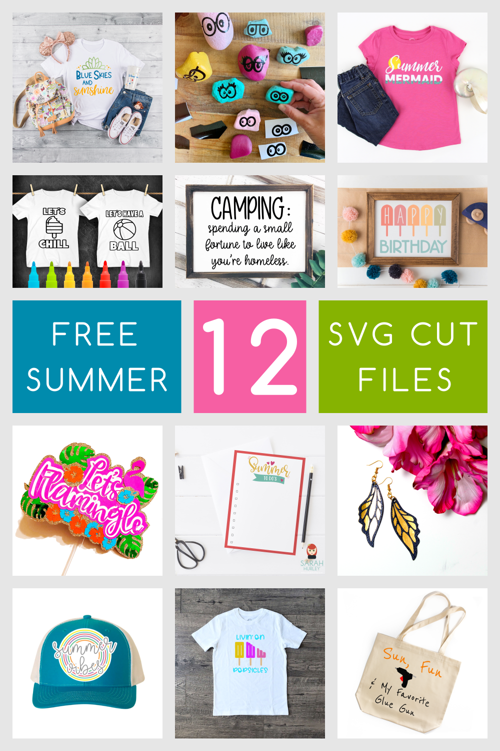 Get 12 FREE Summer SVG Cut Files and see a step-by-step tutorial for how to apply it to a t-shirt. Click here to find the file and more from Polka Dotted Blue Jay.