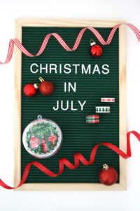 #ad It's Christmas in July! Grab a Holiday Ornament Kit from Silhouette America and make your own DIY Christmas Ornament. 10 FREE designs available when you purchase the kit. Click here to see a whole tutorial from Polka Dotted Blue Jay.