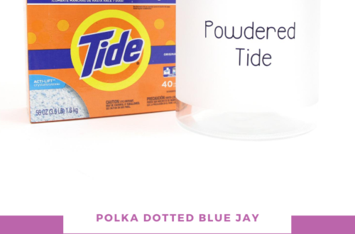 Grab your box of powdered Tide and your craft supplies! Click here to see the whole tutorial for this Powdered Tide decal on a glass jar and keep your laundry room organized and clutter free.