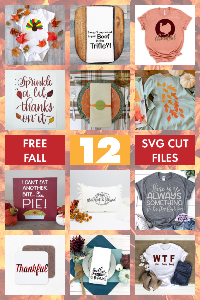 12 free fall SVG cut files. Click here to get the links to all of them.