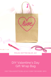 DIY Valentine's Day Gift Wrap Bag - Polka Dotted Blue Jay