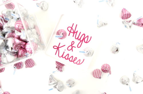 This Hugs and Kisses SVG is the new in the freebie library. Create this adorable candy jar with the Hugs and Kisses cut file for Valentine's Day.