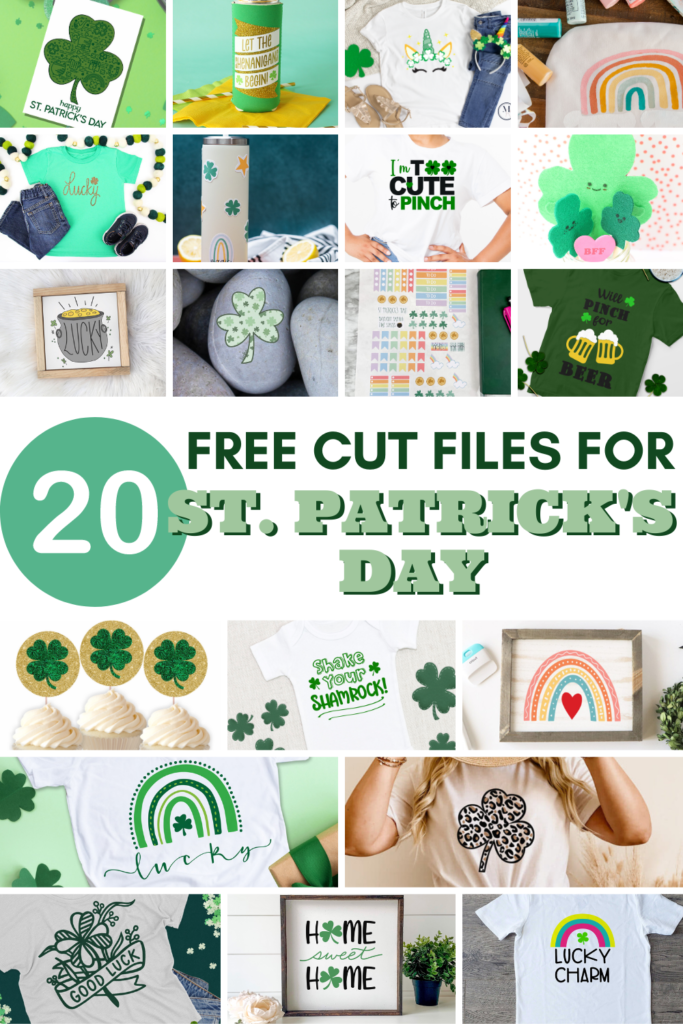 20 free cut files for St. Patrick's Day. Click here to get the links to 20 free St. Patrick's Day SVGs.