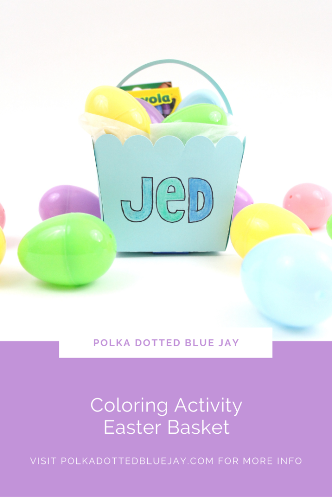 It is always fun to have your name on something and this allows kids to do customize their name with a coloring activity Easter basket.