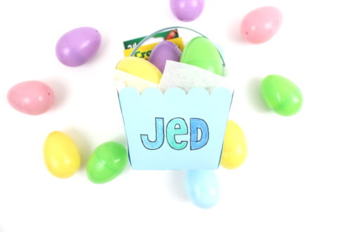 It is always fun to have your name on something and this allows kids to do customize their name with a coloring activity Easter basket.