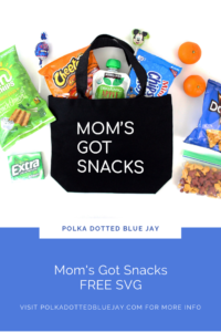 Are you the person who always packs snacks when you leave the house? Now you can make a cute tote bag with this Mom's Got Snacks SVG from the freebie library.