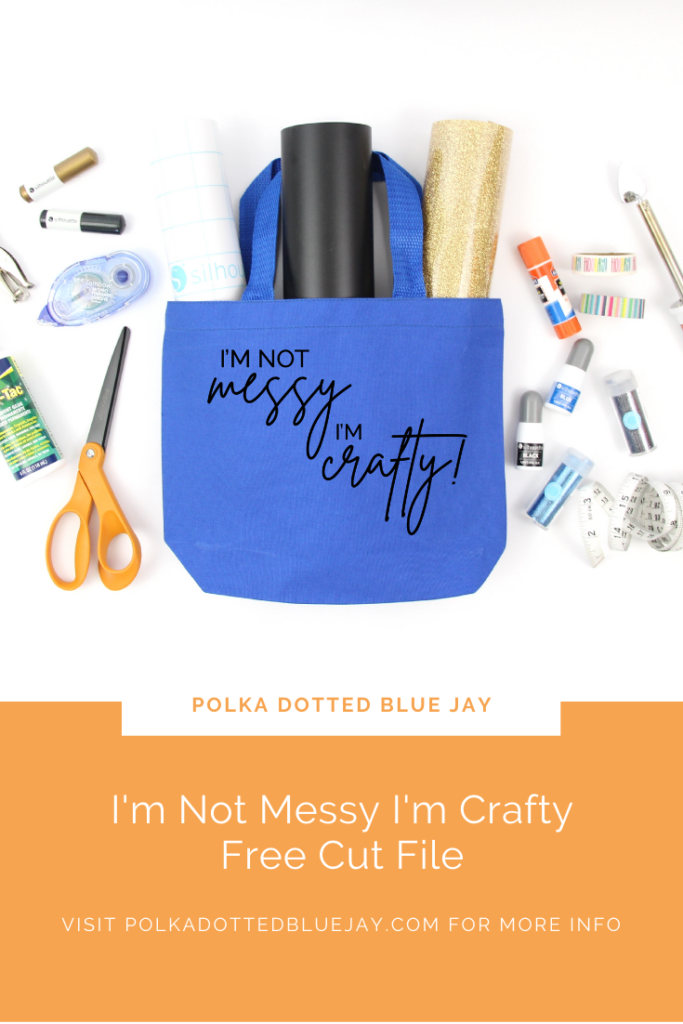 I'm Not Messy I'm Crafty Free SVG - Polka Dotted Blue Jay