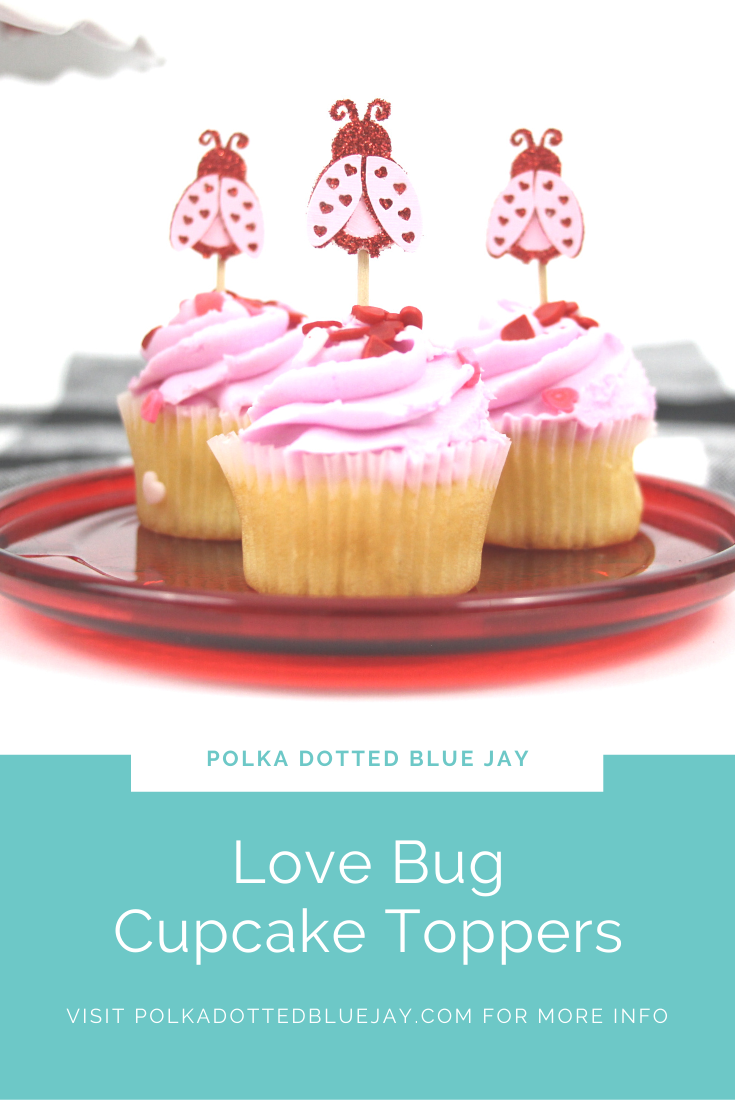I love making holiday-themed cupcakes and I knew I had to make some love bug cupcake toppers with the design from Spot of Tea Designs for Valentine's Day. Click here for the whole tutorial.
