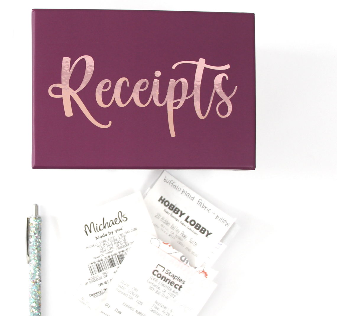 Need to know how to organize your small business expenses? Click here to see a tutorial for a receipt box and more bookkeeping tips!