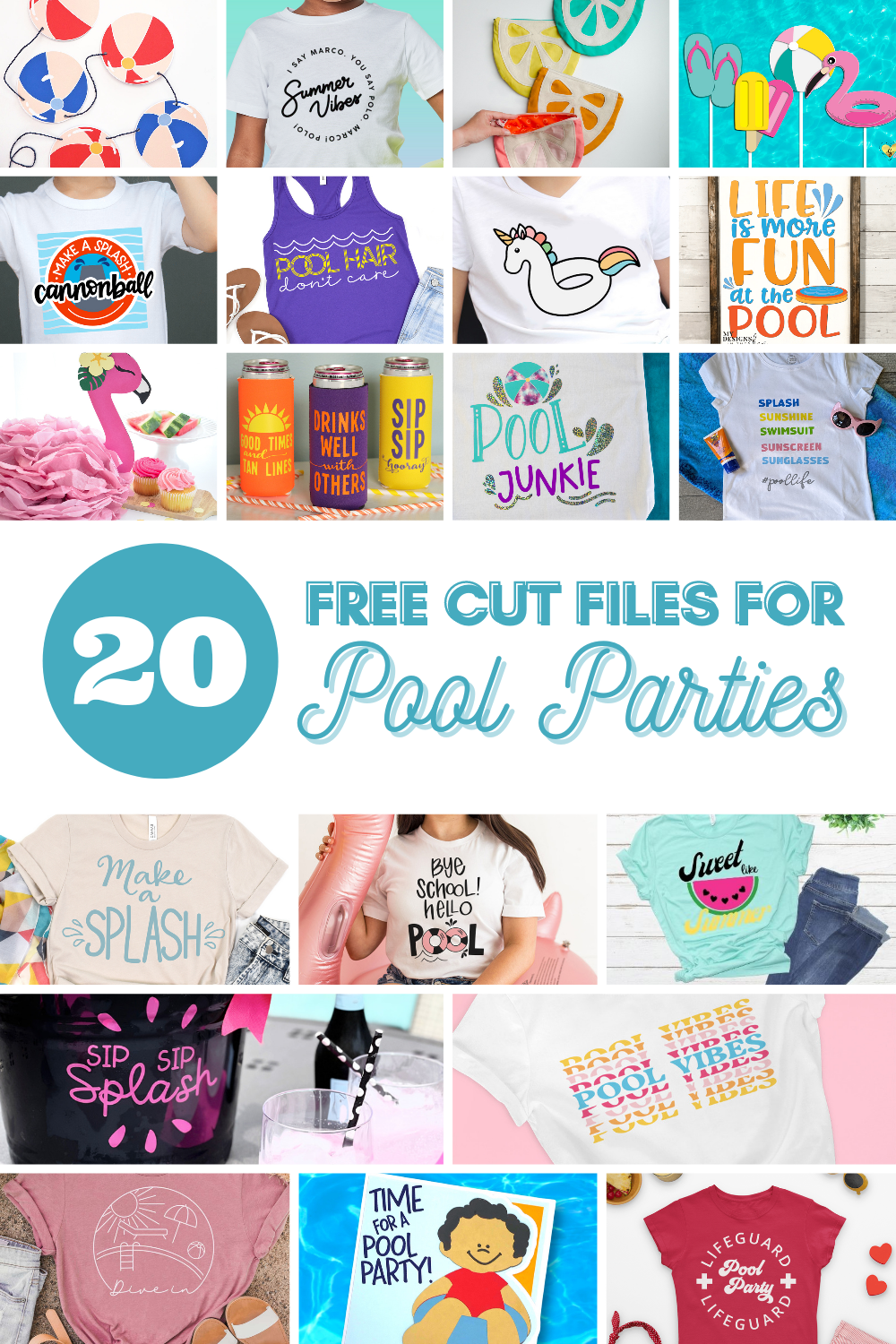 20 free Pool Party cut files to use with your Cricut or Silhouette. 20 summer svgs.