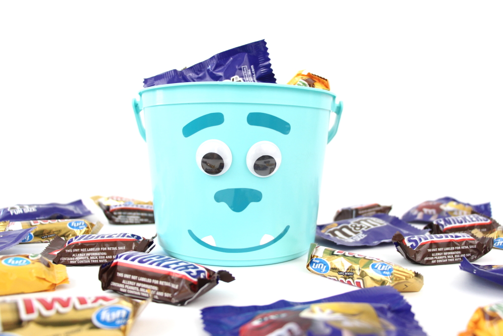 Make this James P. Sullivan Sulley Halloween Bucket to scare because you care.