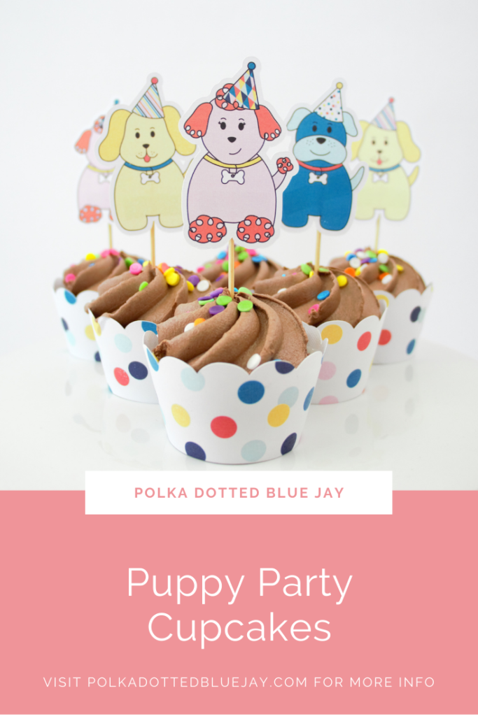 Puppy Party Cupcakes with Print and Cut cupcake toppers.