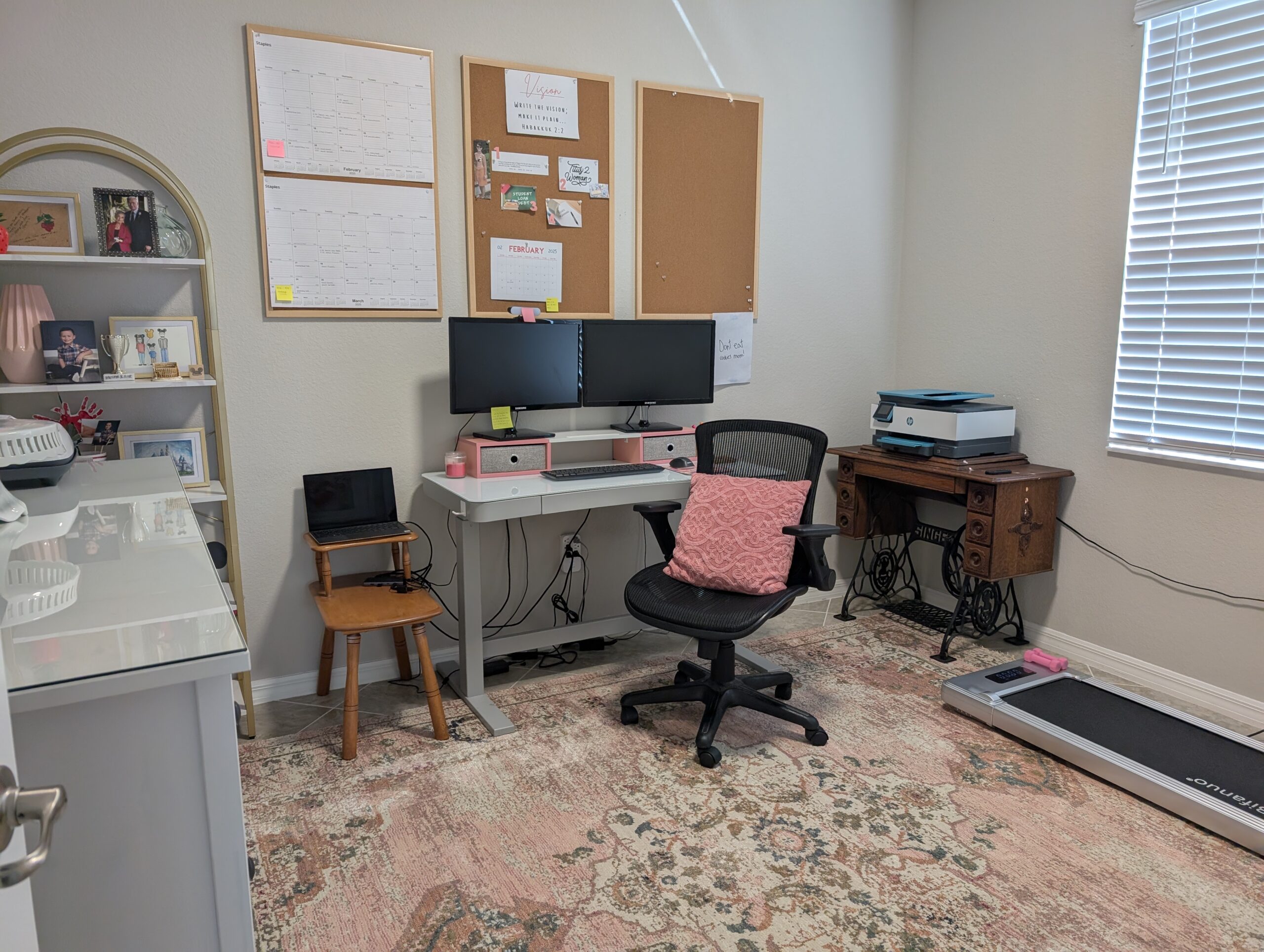 polka dotted blue jay office